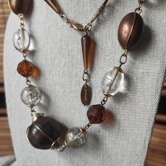 Express Brand Opera Length Necklace Made in Italy Clear Bubble Lucite Wire Cage - Picture 4 of 16